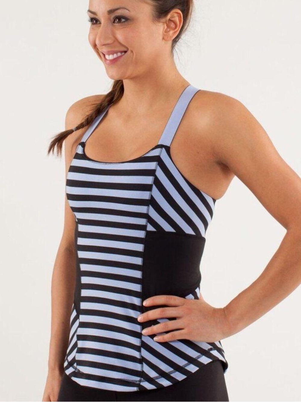Lululemon Work It Out Tank Periwinkle Black Stripe Women’s 12